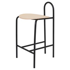 SP01 Sgabello basso Michelle in frassino naturale, Made in Italy