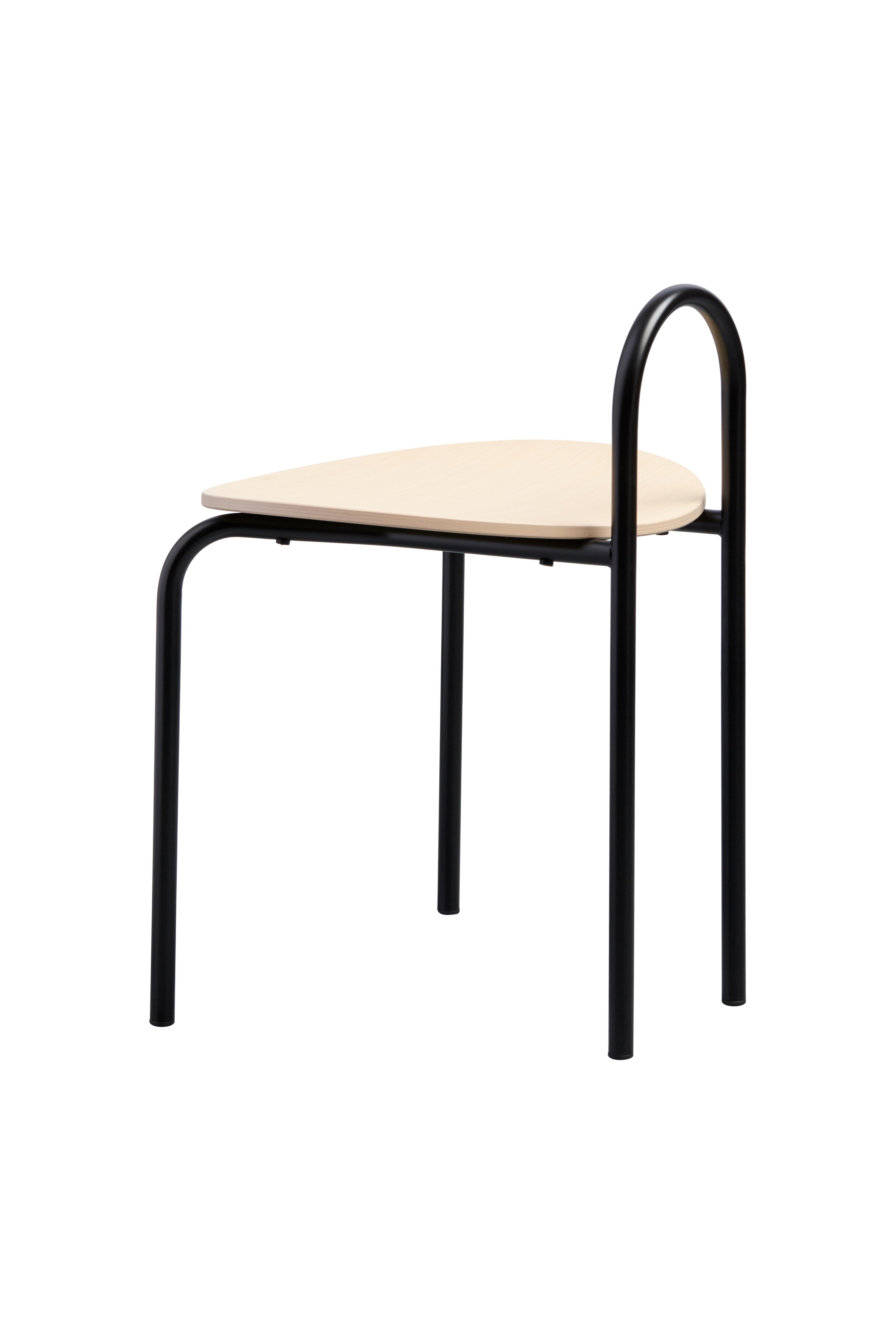 Minimalist SP01 Michelle Stool in Satin Black, Made in Italy For Sale