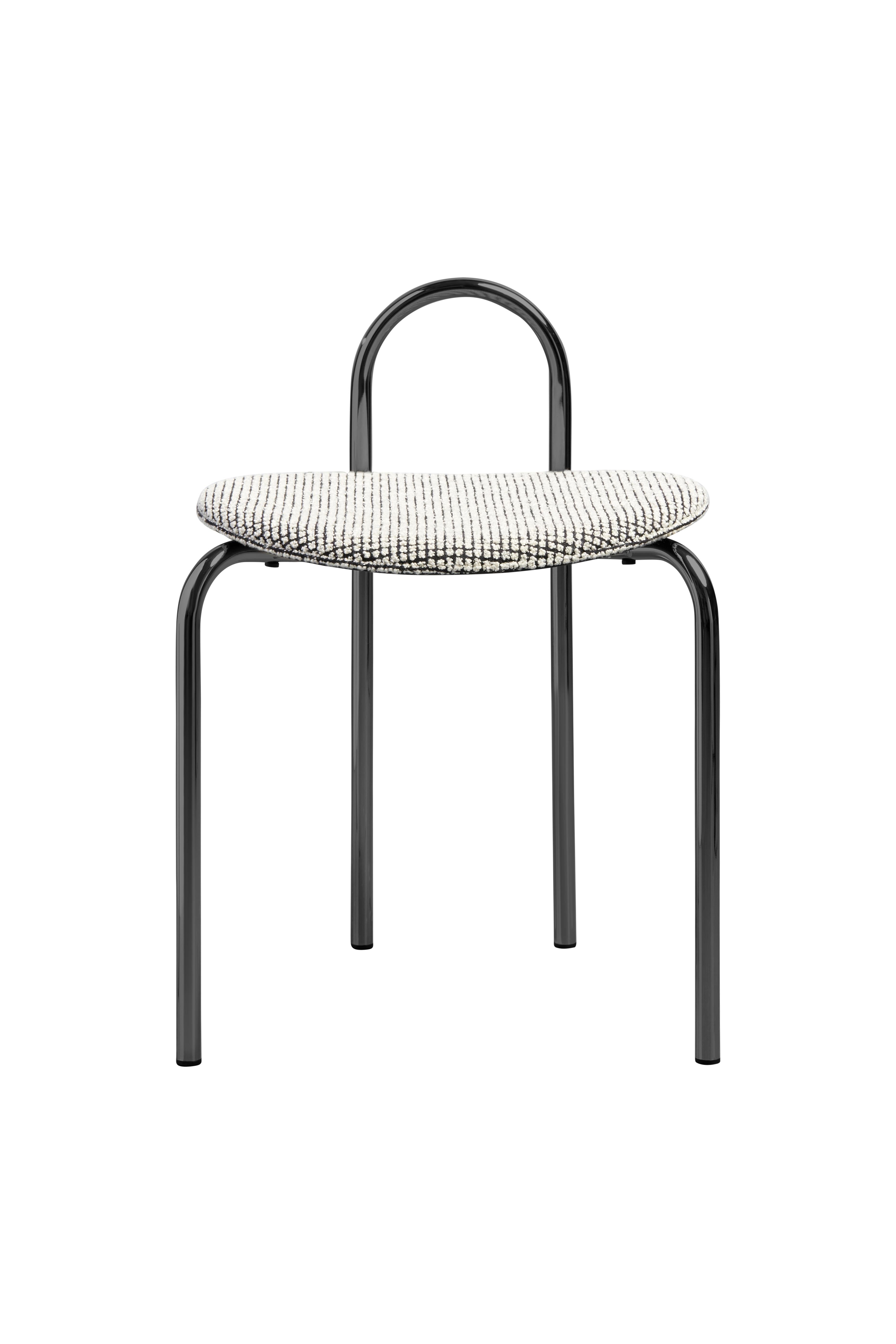 As a stool, Michelle takes on a new personality again. Dress her up with finishes such as gold chrome and she is an elegant addition to a dressing room, or keep her raw with a natural ash seat and satin black leg, where she exudes and urban