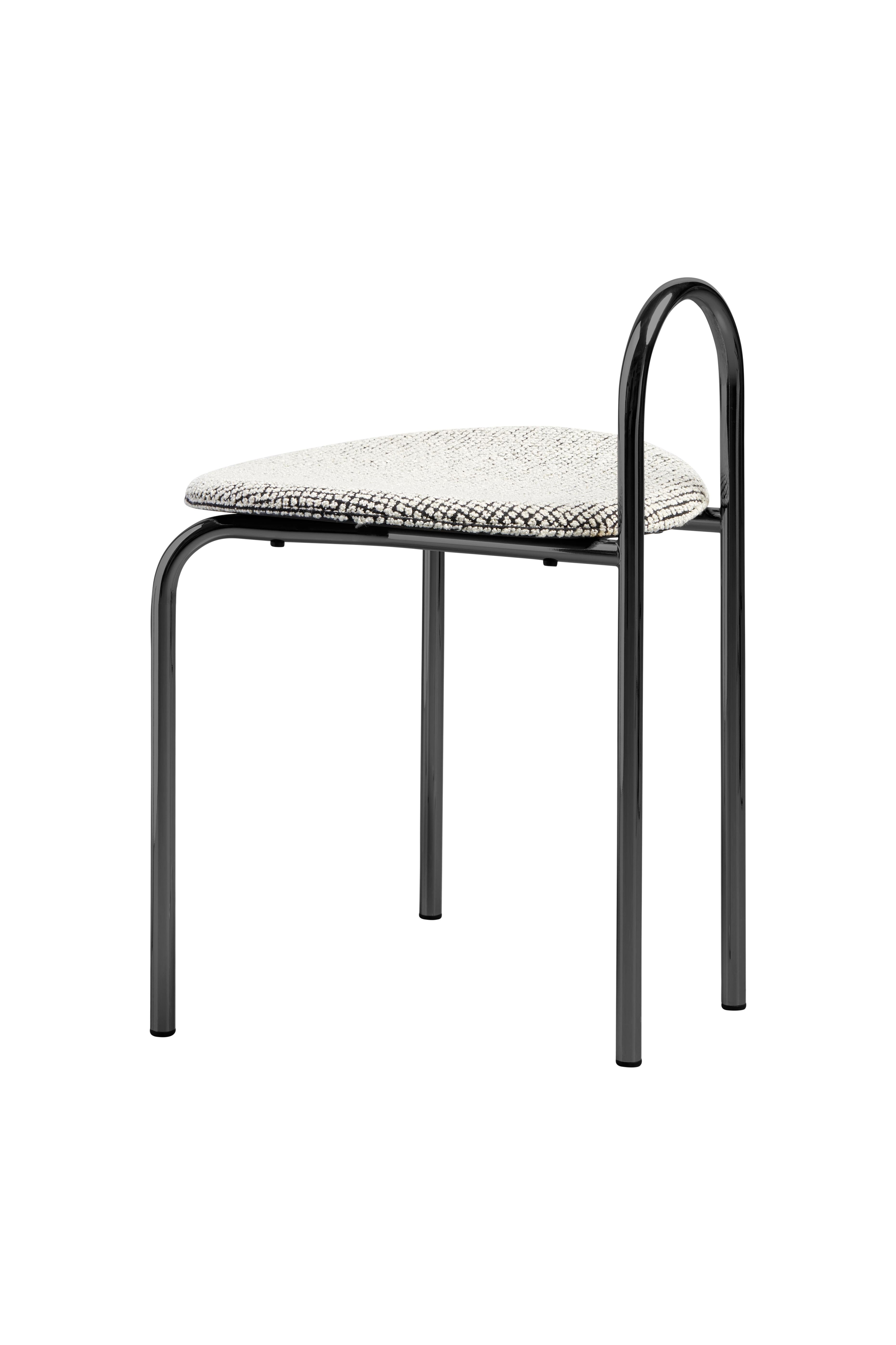 Minimalist SP01 Michelle Stool Upholstered in Black Chrome, Made in Italy For Sale