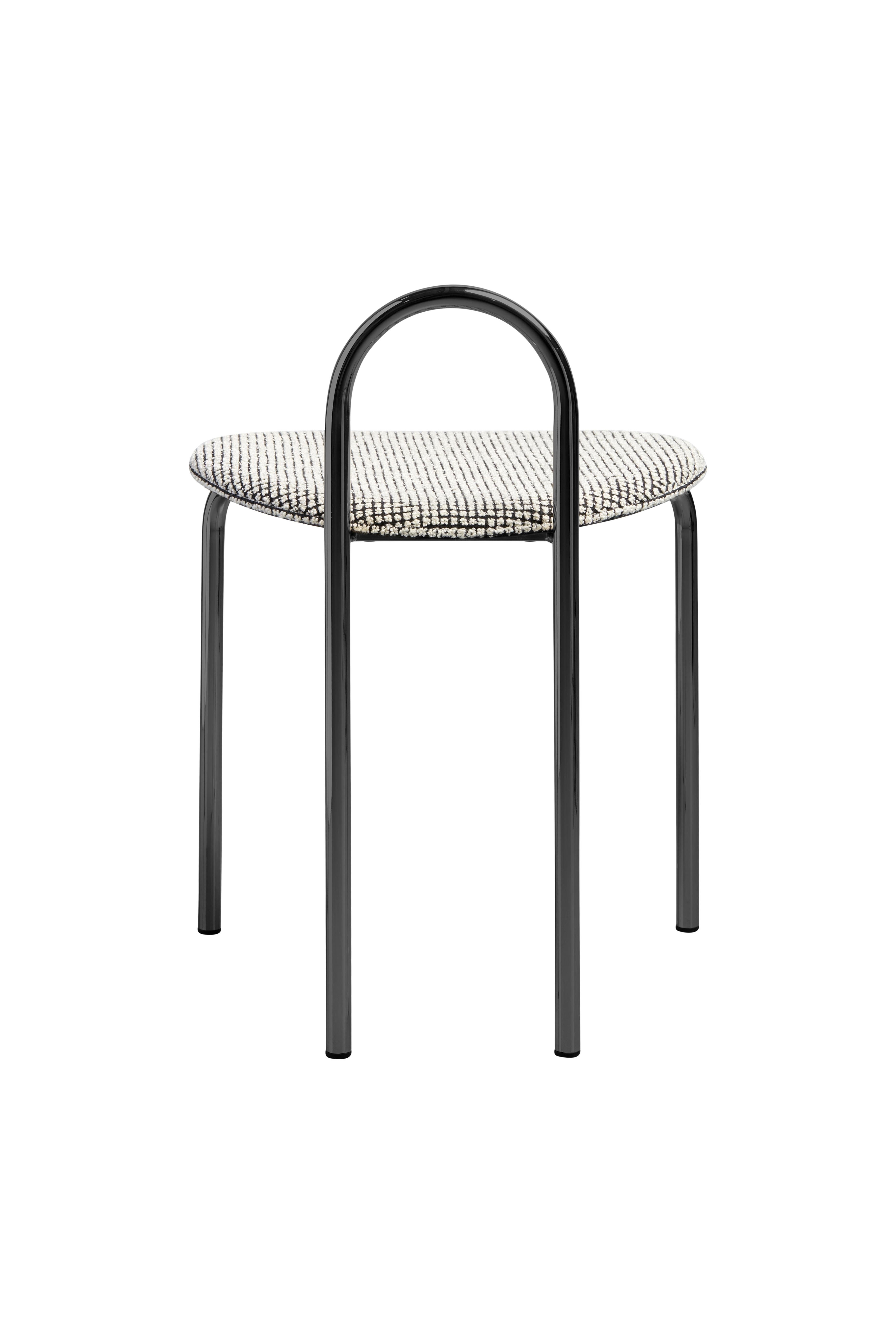 Italian SP01 Michelle Stool Upholstered in Black Chrome, Made in Italy For Sale
