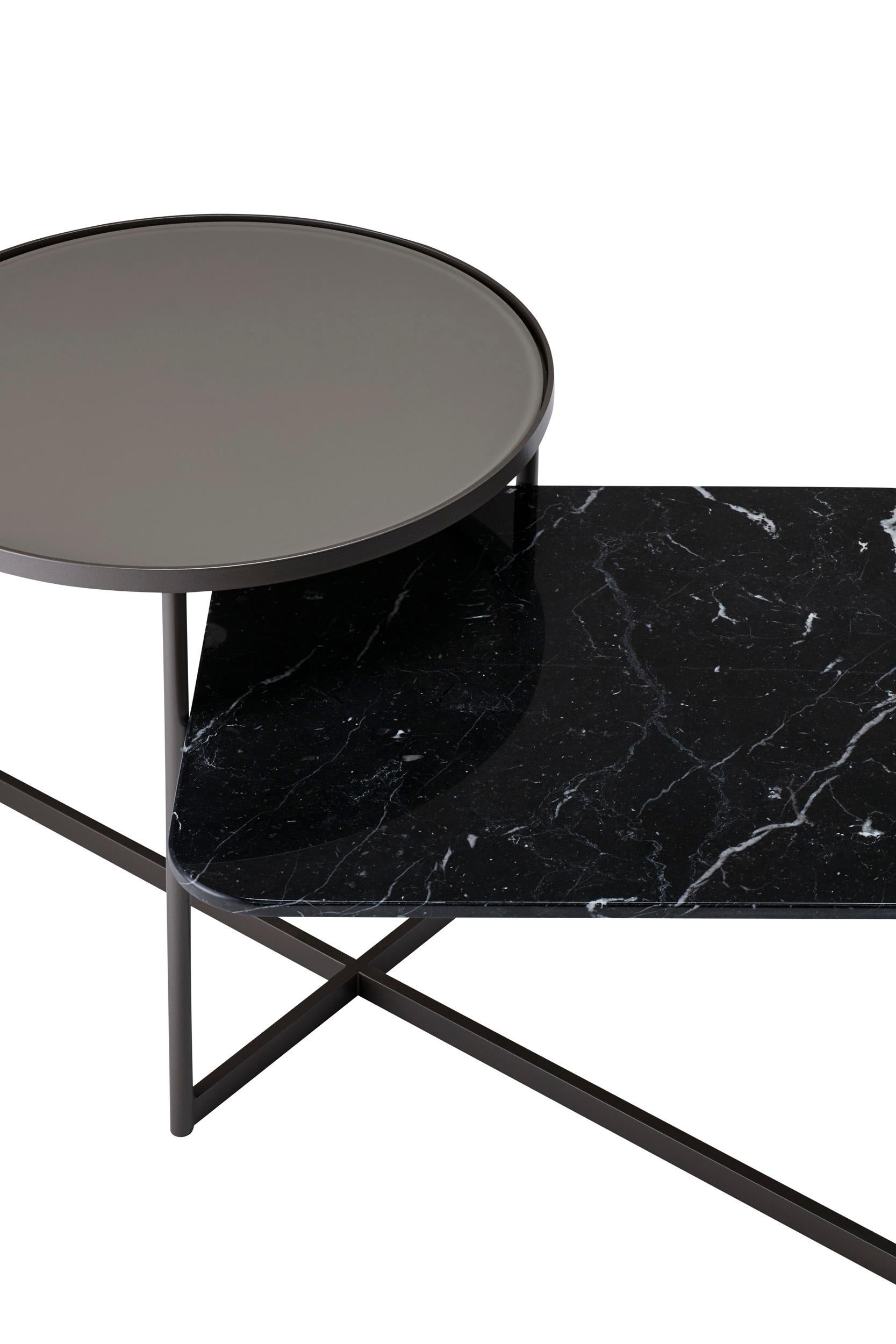 Contemporary SP01 Mohana Medium Side Table in Black Marquina Marble, Made in Italy For Sale