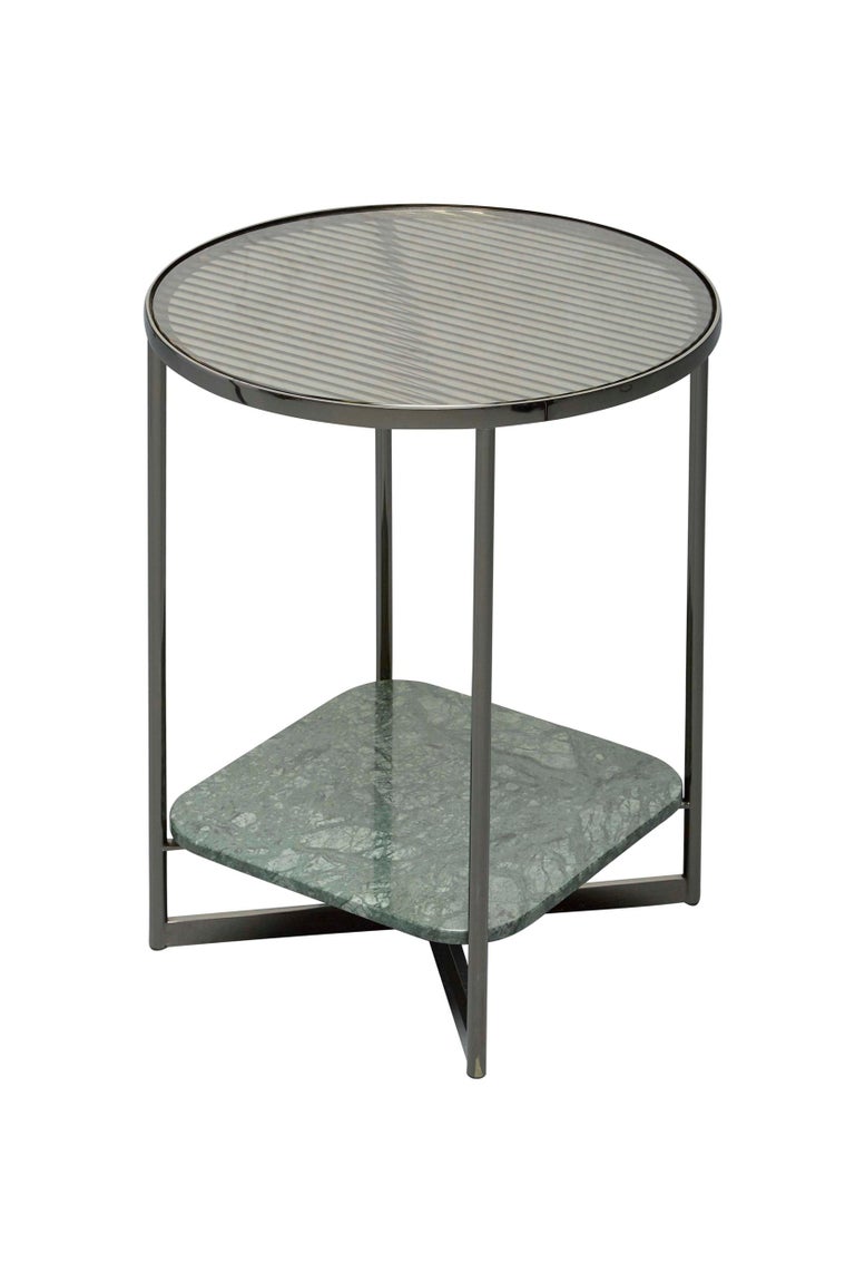 Modern SP01 Mohana Small Side Table in Black Marquina Marble, Made in Italy For Sale