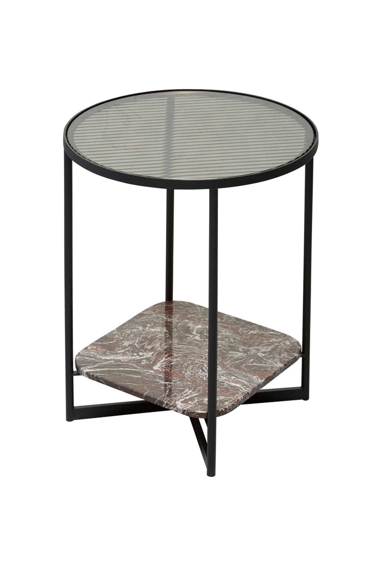 Italian SP01 Mohana Small Side Table in Black Marquina Marble, Made in Italy For Sale
