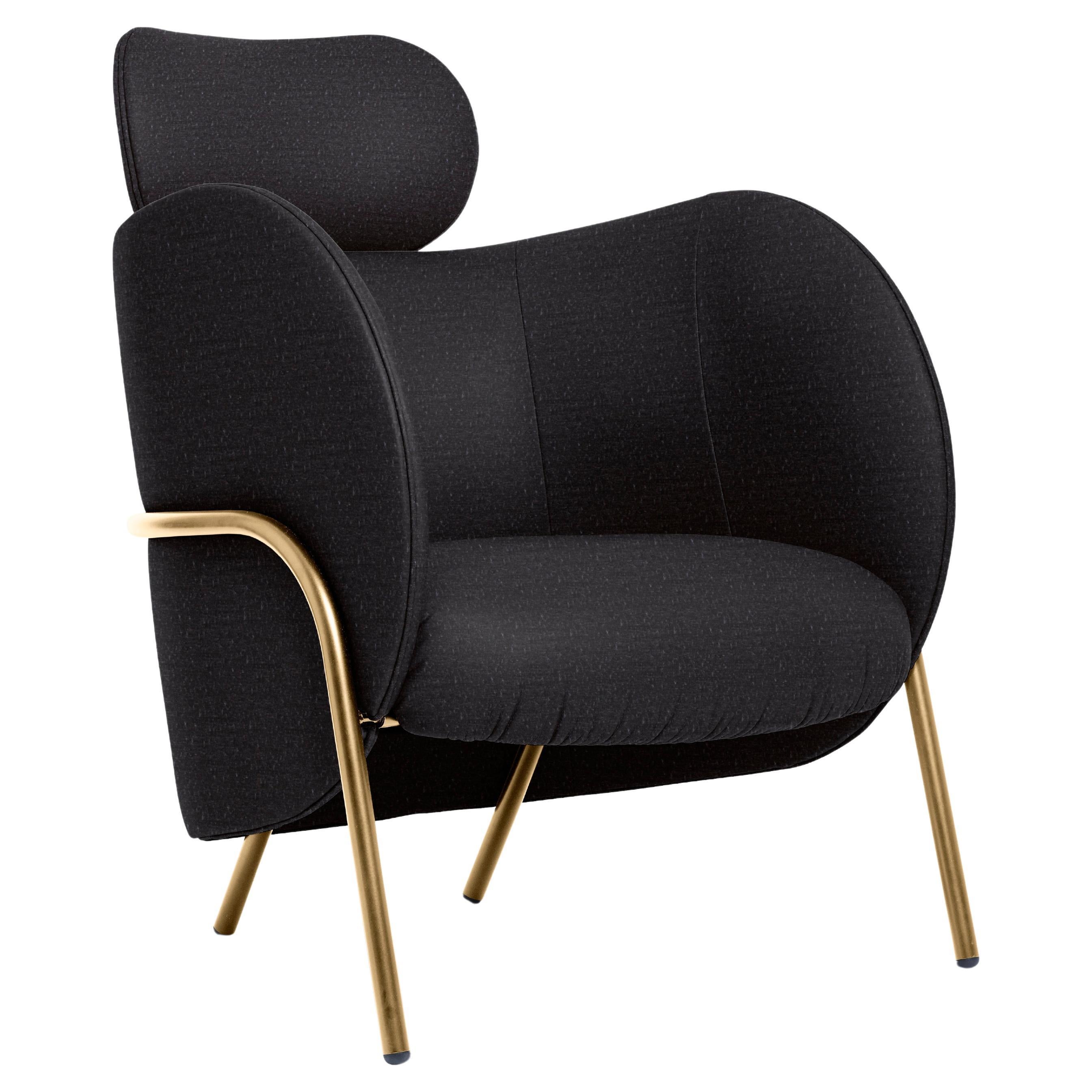 SP01 Royce Armchair with Headrest in Cambridge Black, Made in Italy For Sale