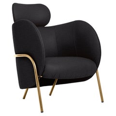 SP01 Royce Armchair with Headrest in Cambridge Black, Made in Italy