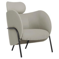 SP01 Royce Armchair with Headrest in Edinburgh Mist Leather, Made in Italy