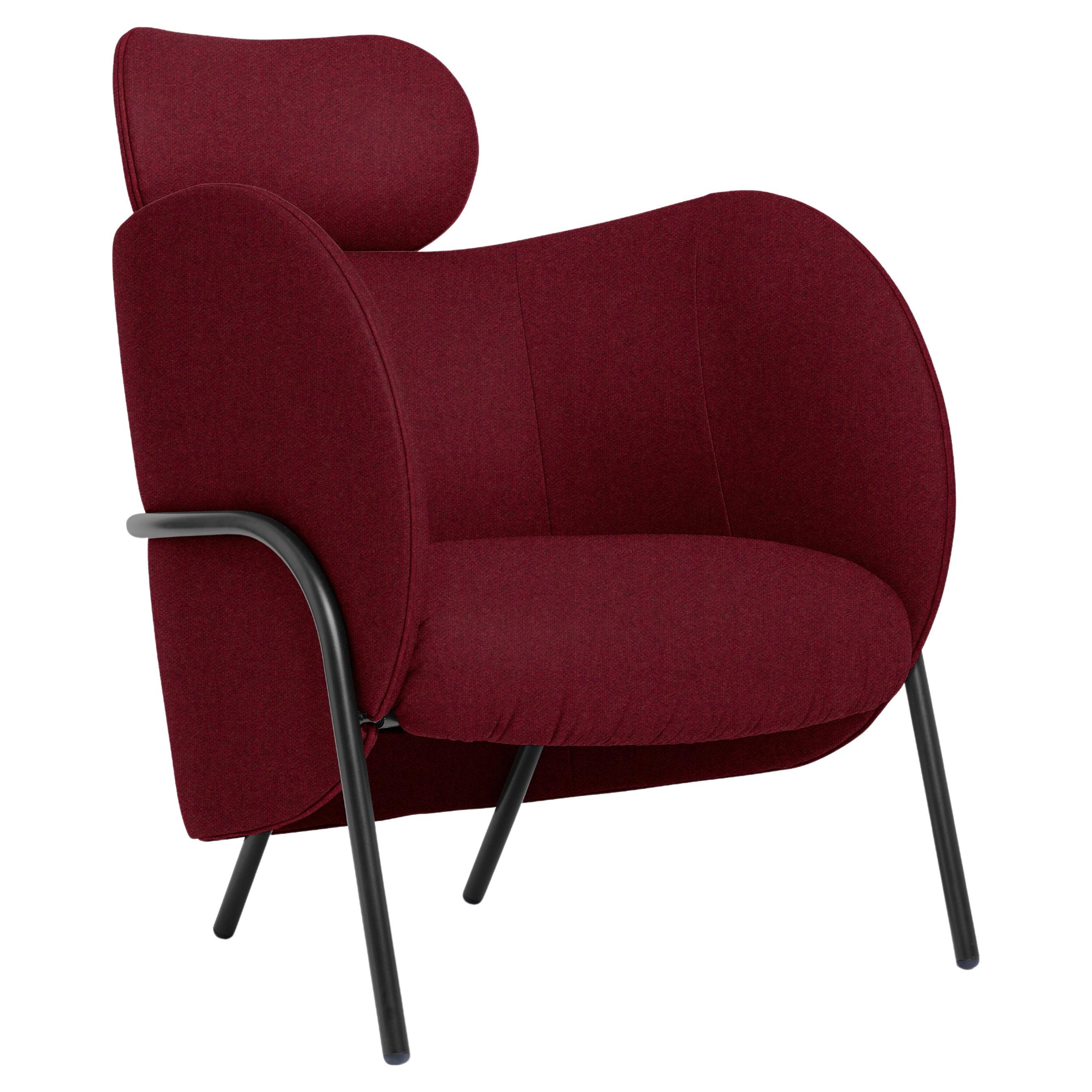 SP01 Royce Armchair with Headrest in Florence Bordeaux, Made in Italy For Sale