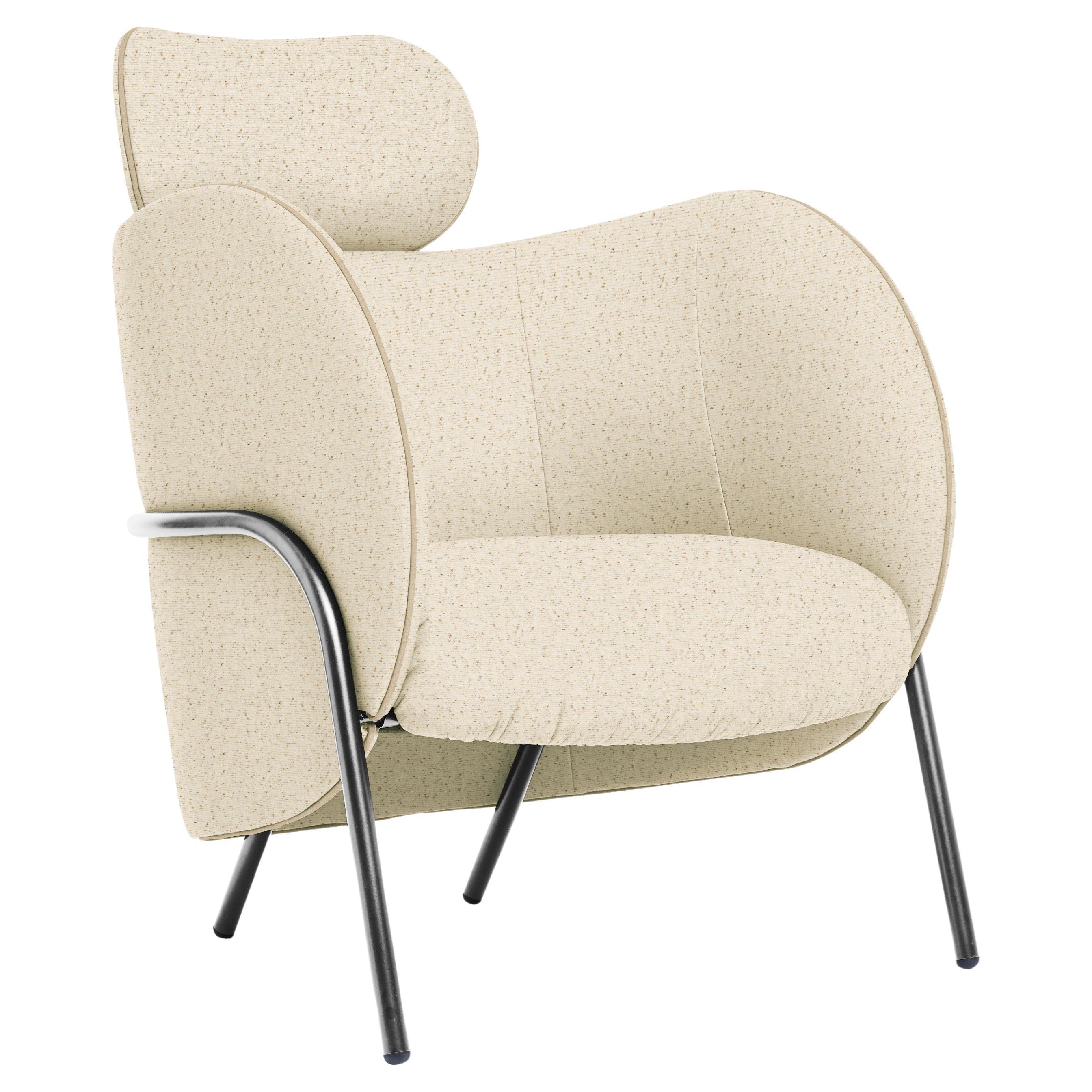 SP01 Royce Armchair with Headrest in Kyoto White, Made in Italy For Sale