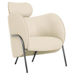 SP01 Royce Armchair with Headrest in Kyoto White, Made in Italy