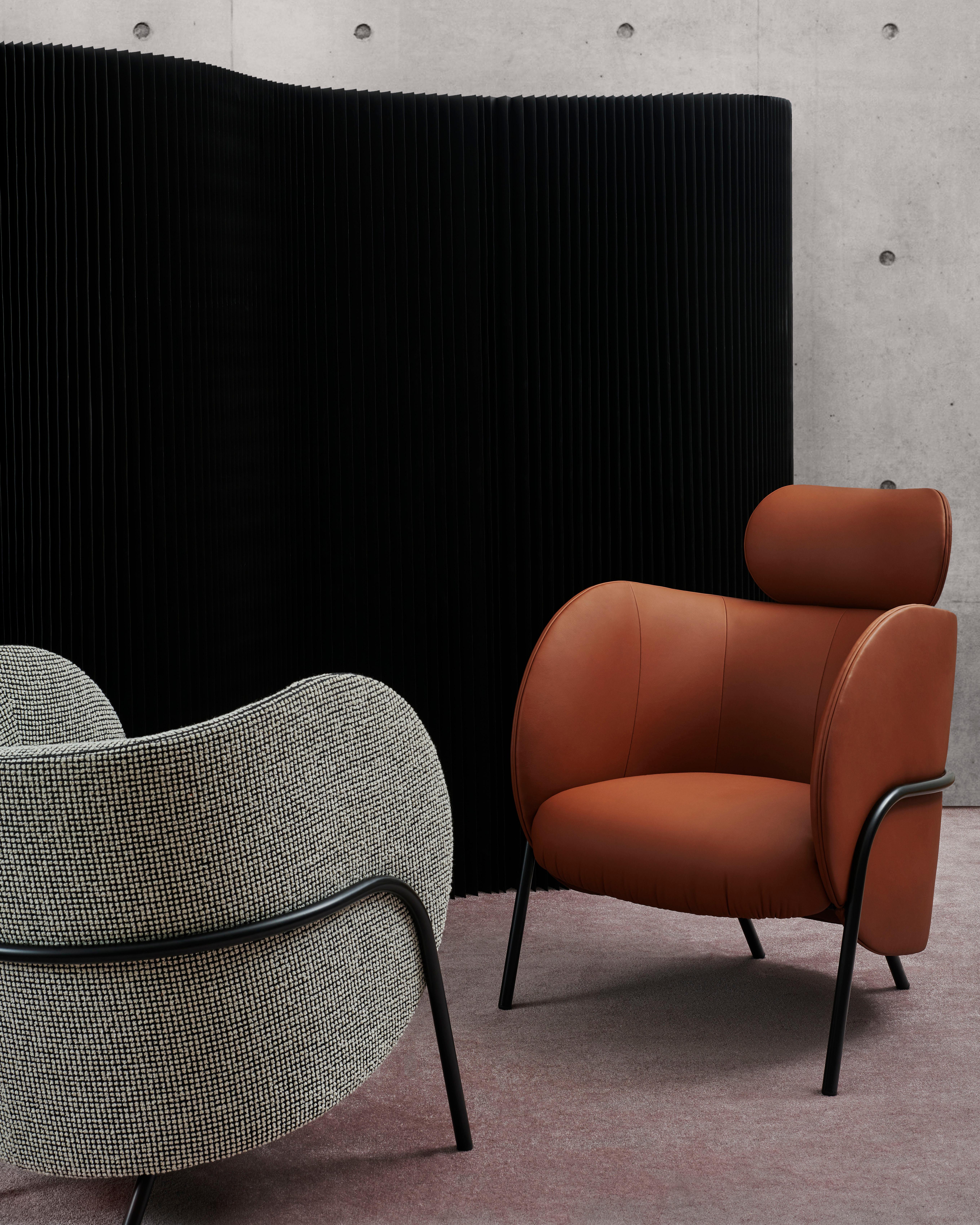 Lacquered SP01 Royce Armchair with Headrest in London Smoke, Made in Italy For Sale
