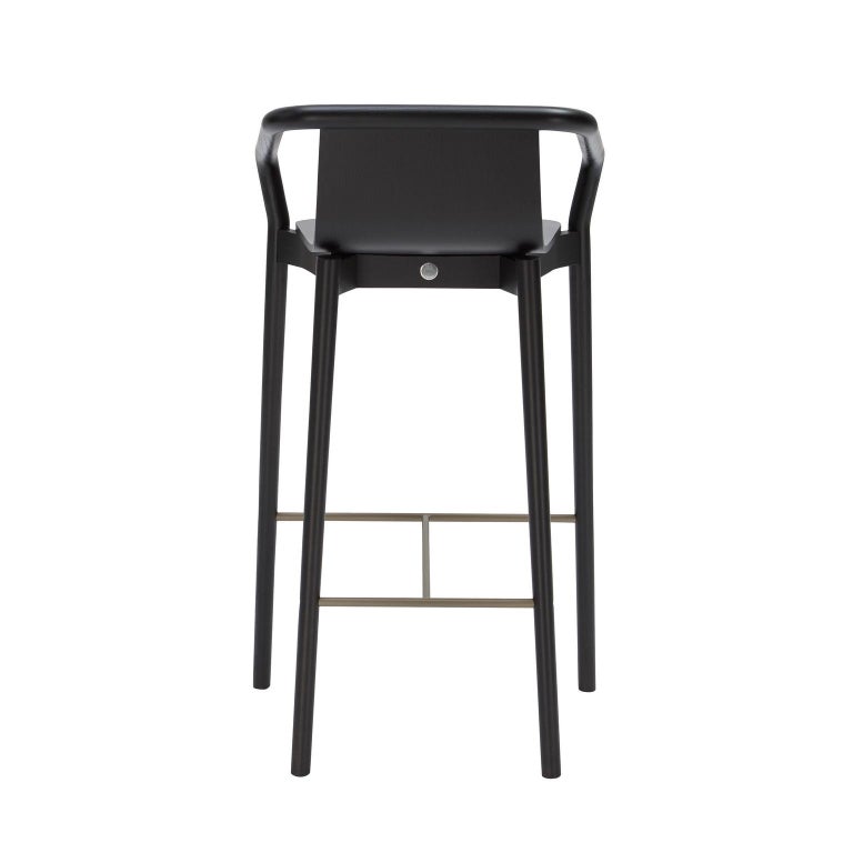 Art Deco SP01 Thomas High Bar Stool in Carbon Stained Ash, Made in Italy For Sale