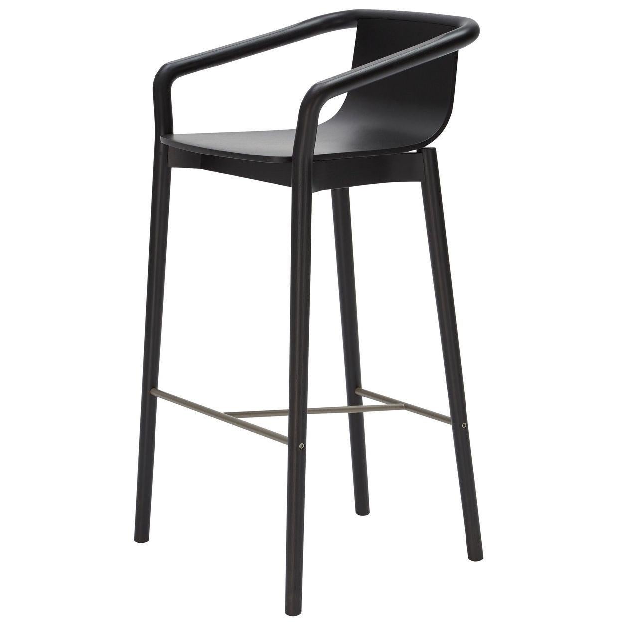 SP01 Thomas High Bar Stool in Carbon Stained Ash, Made in Italy