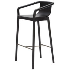 Tabouret de bar haut Thomas SP01 en frêne teinté au carbone, fabriqué en Italie