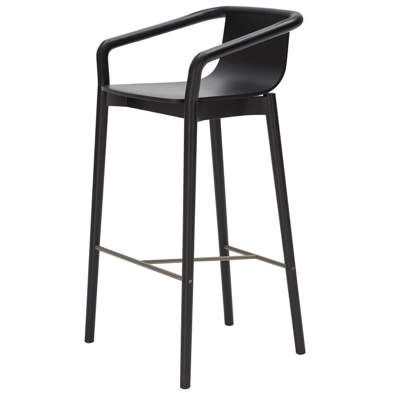 SP01 Thomas High Bar Stool in Carbon Stained Ash, Made in Italy For Sale
