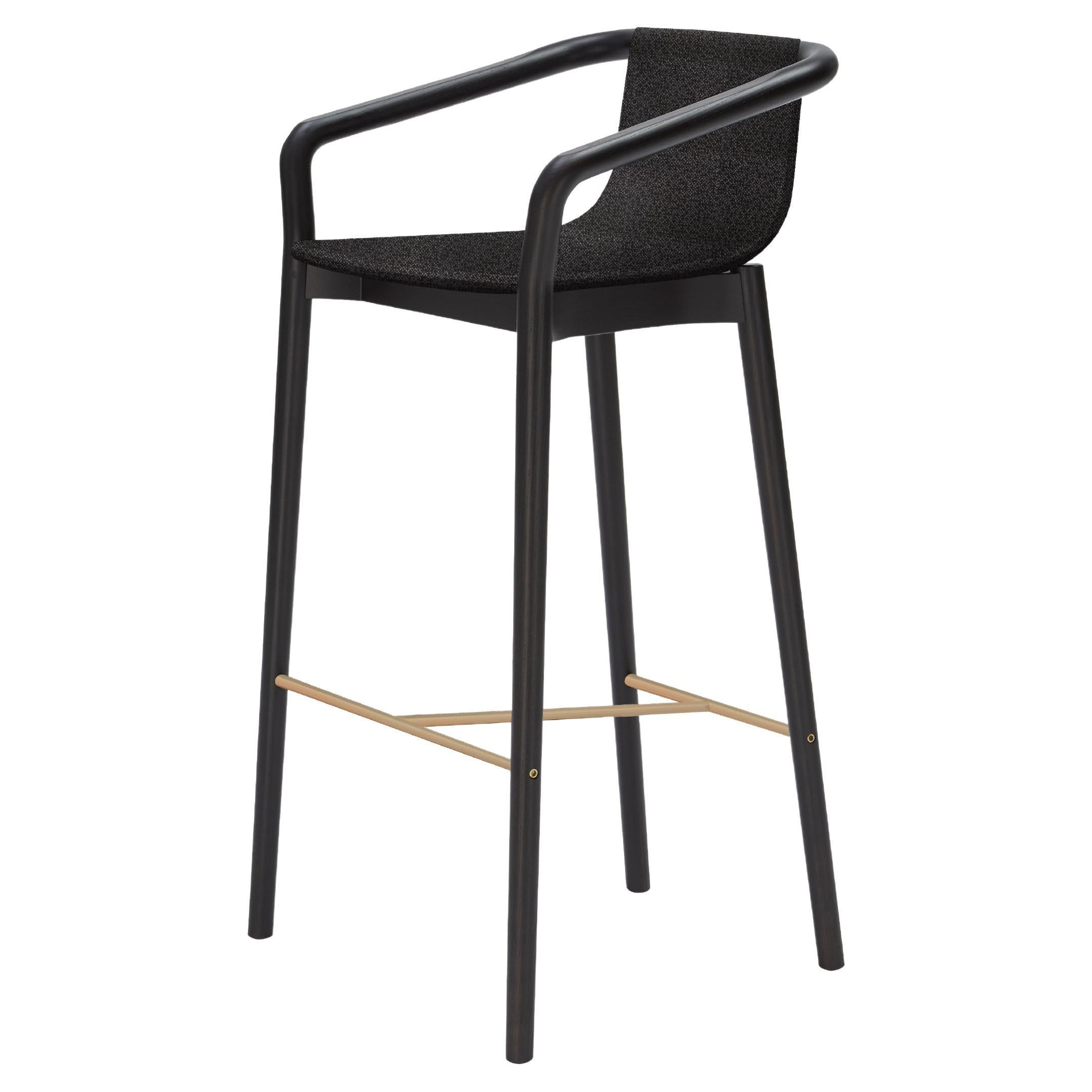 SP01 Thomas High Bar Stool in Milan Black Fabric, Made in Italy For Sale