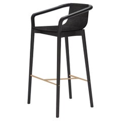 Tabouret de bar haut Thomas SP01 en tissu noir de Milan, fabriqué en Italie