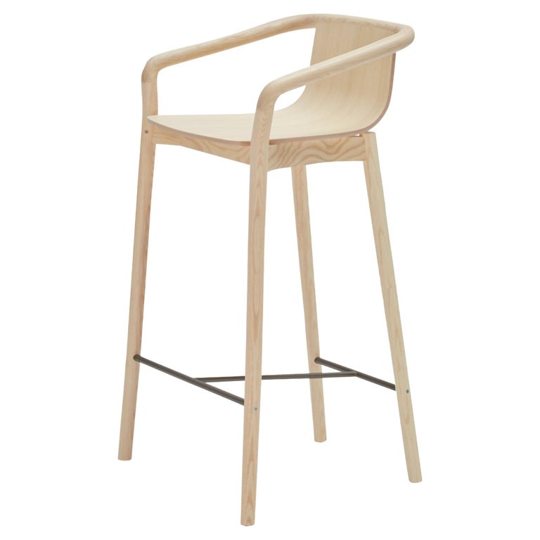SP01 Thomas High Bar Stool in Natural Ash, Made in Italy For Sale