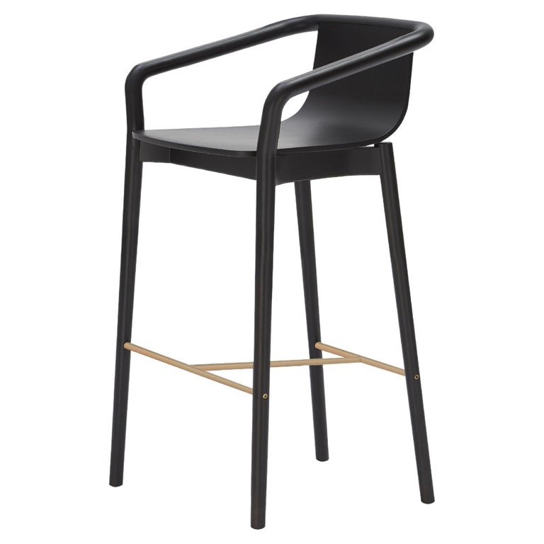 SP01 Thomas Low Bar Stool in Carbon Stained Ash, Made in Italy For Sale