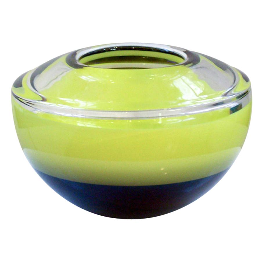 "SP9814/20 Small Yellow Bowl" in Blown Czech Glass by Petr Zdenek For Sale