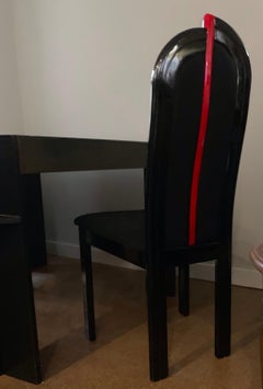 Postmodern Italian Custom Dining Set Game Table Black & Red 1990s Memphis