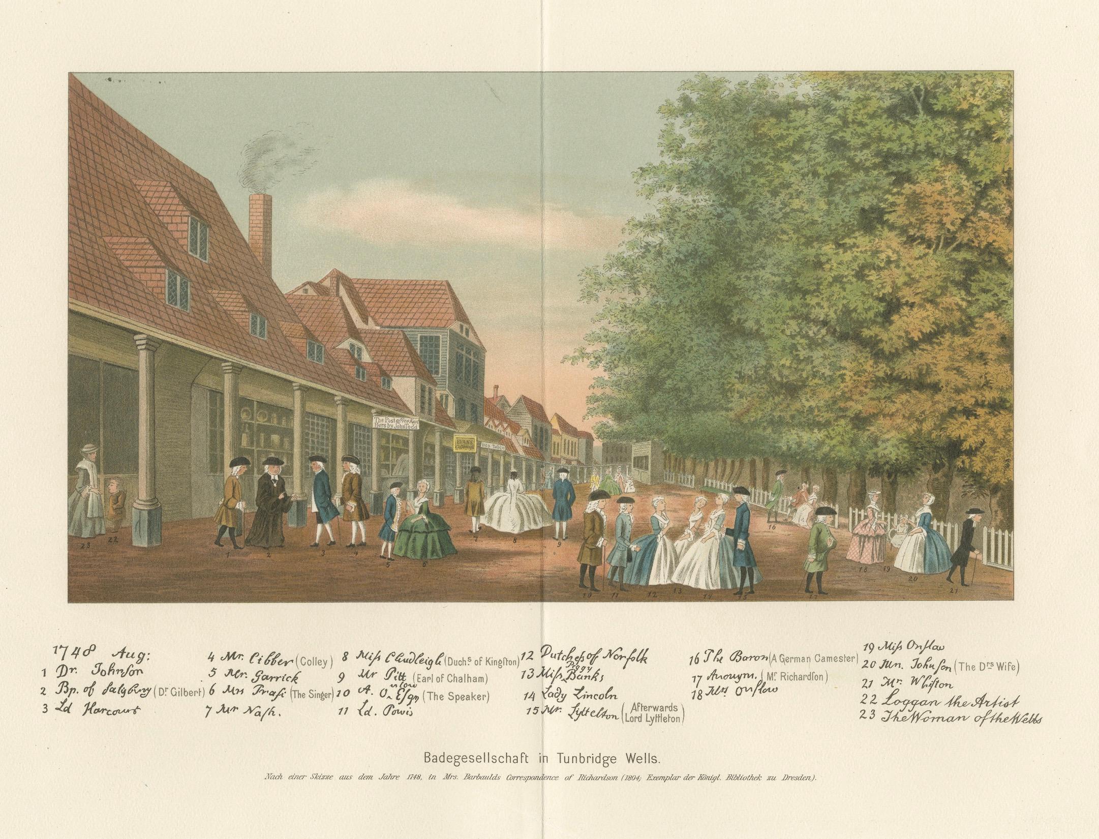 Visitatori delle terme a Tunbridge Wells nel XVIII secolo, dopo uno schizzo del 1748 in vendita 2
