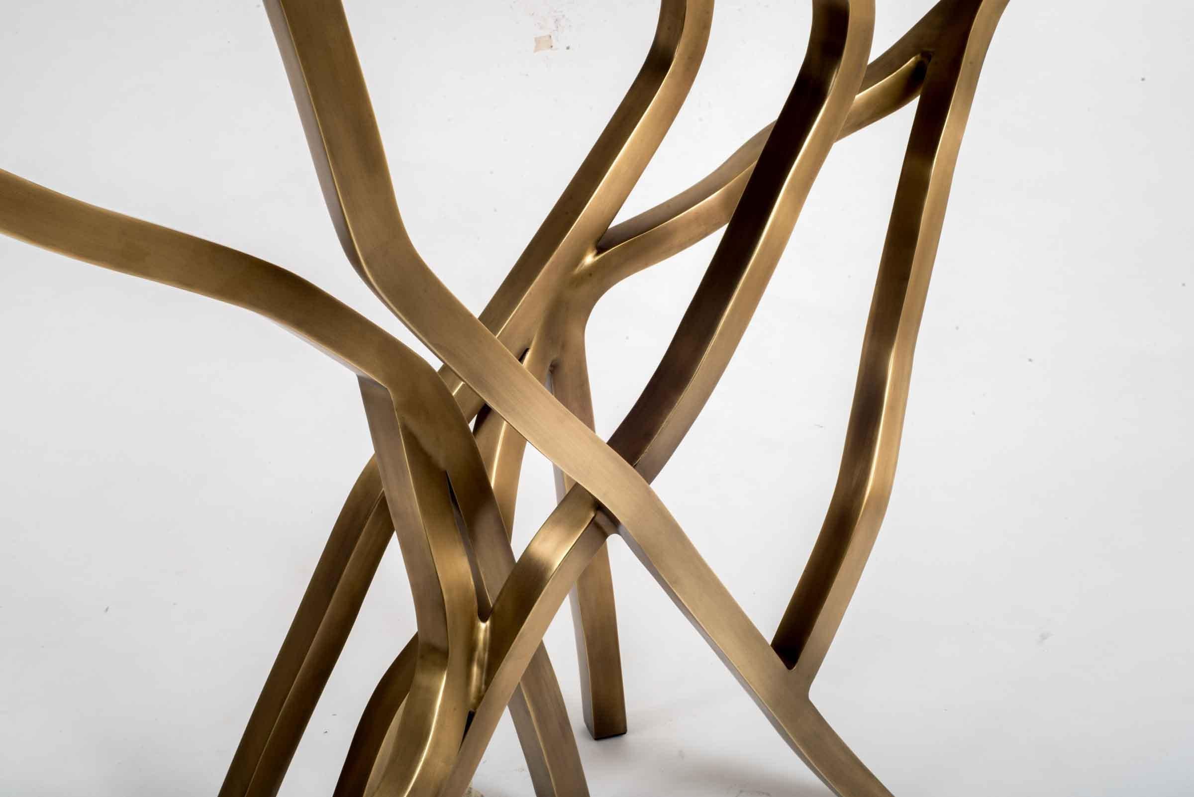 XXIe siècle et contemporain Table console Acacia en galuchat crème, laiton bronze-patina par R&Y Augousti en vente
