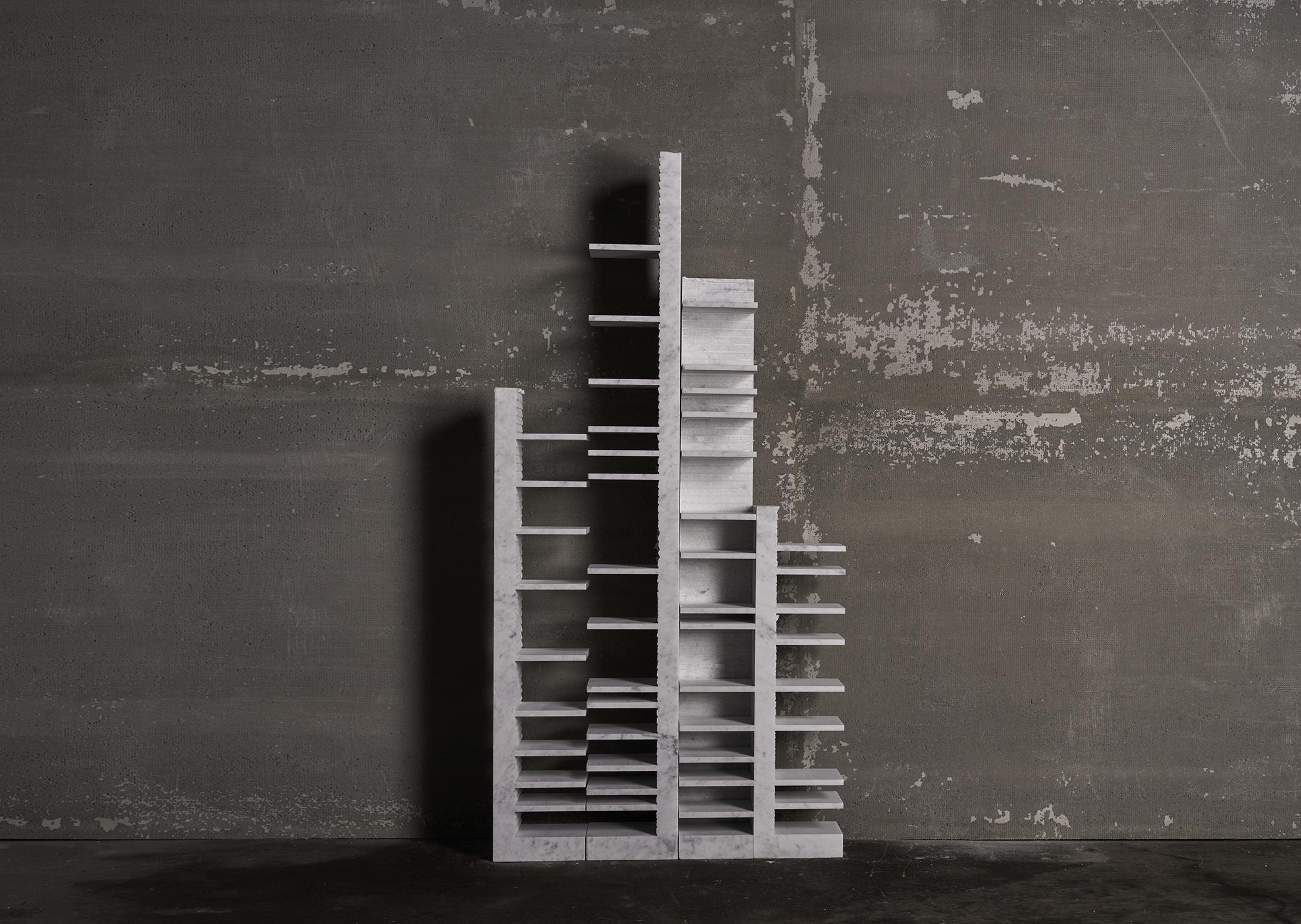 Spacco 120 Vertical Bookcase in Bianco Carrara Marble by Bufalini Marmi im Angebot 4