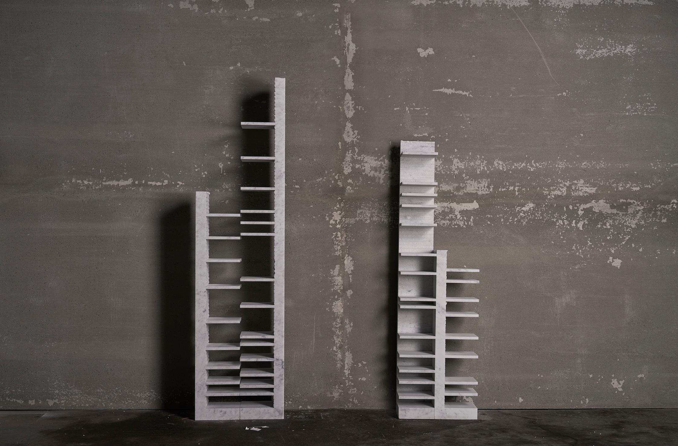 Spacco 120 Vertical Bookcase in Bianco Carrara Marble by Bufalini Marmi im Angebot 1