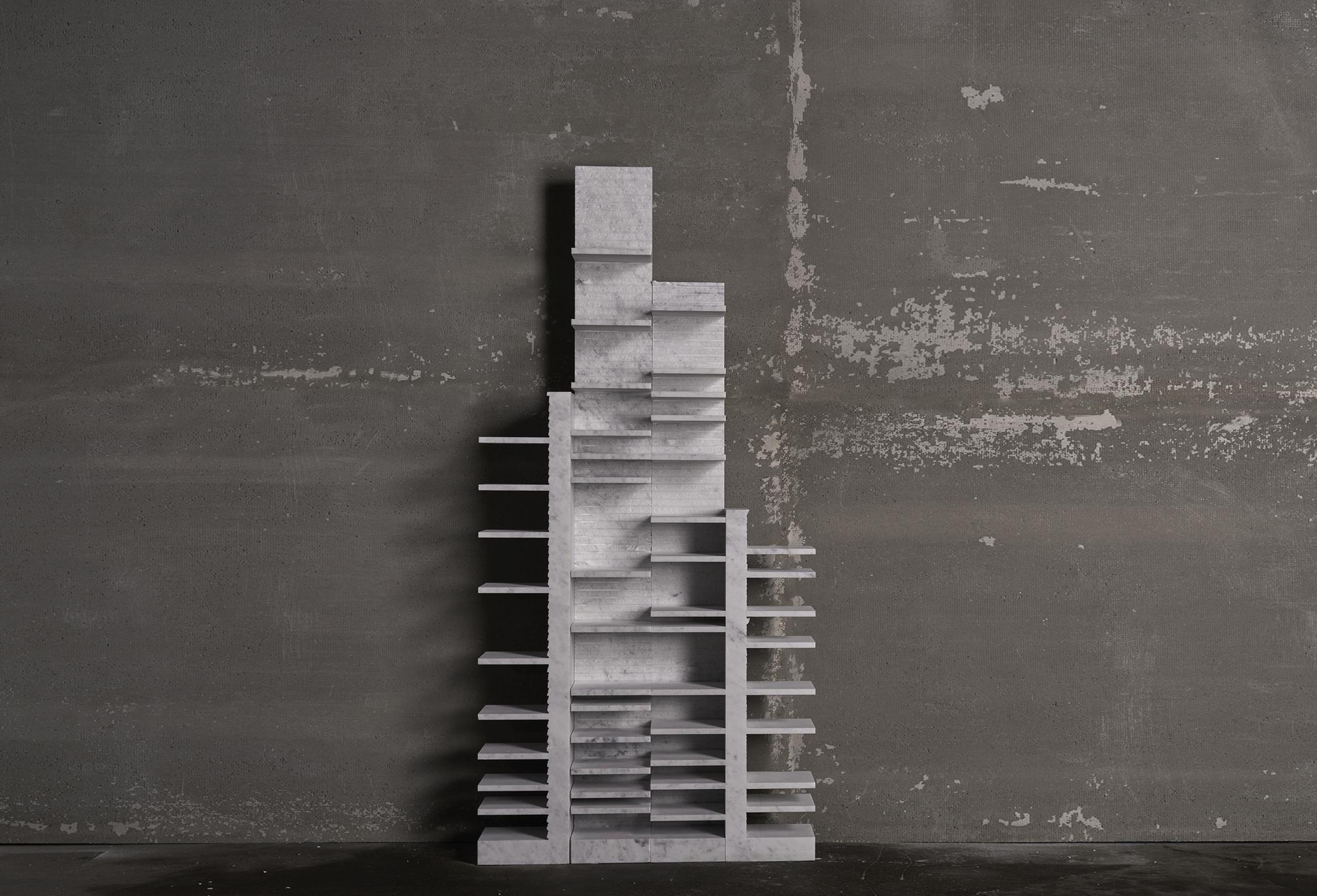 Spacco 150 Vertical Bookcase in Bianco Carrara Marble by Bufalini Marmi (21. Jahrhundert und zeitgenössisch) im Angebot