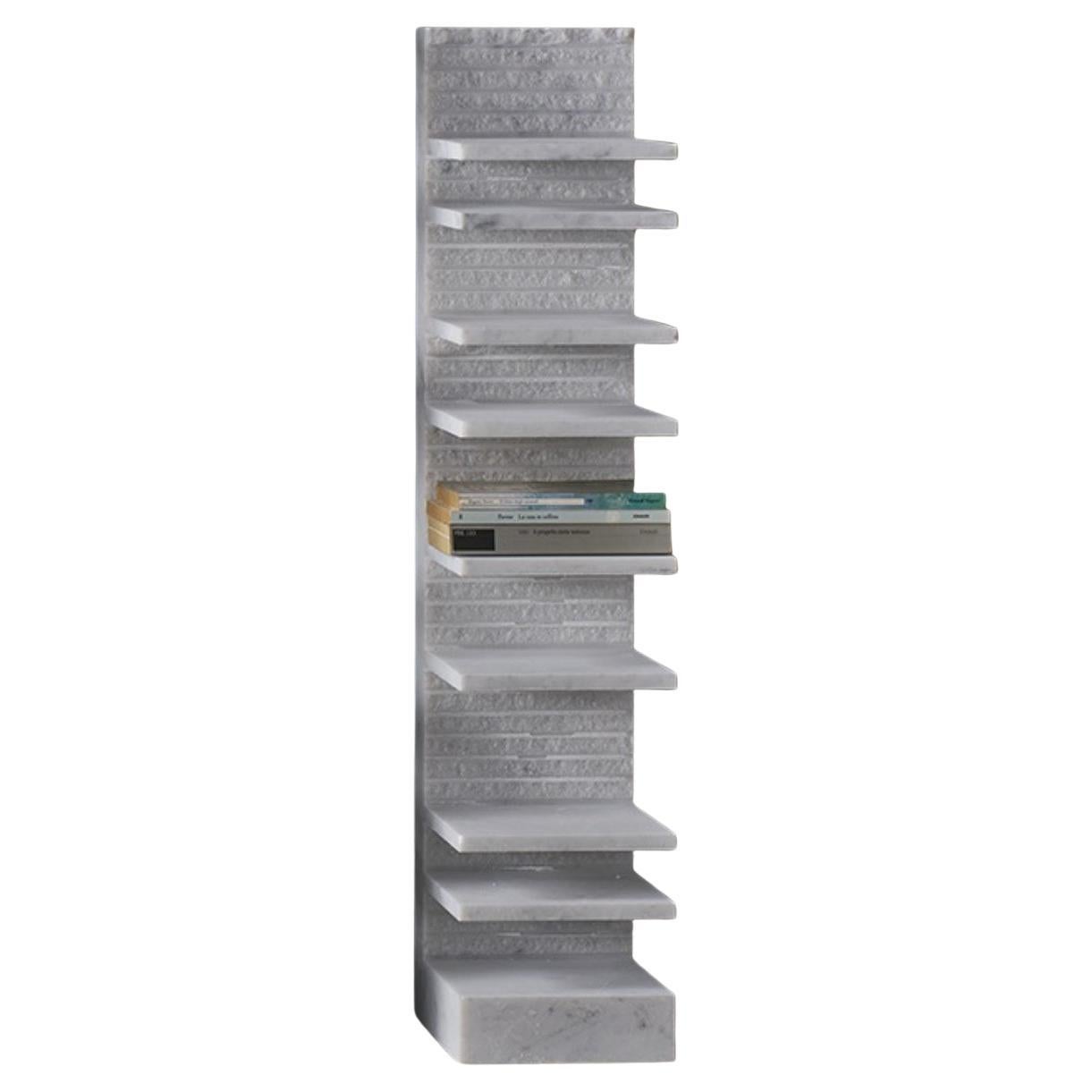 Spacco 90 Vertical Bookcase in Bianco Carrara Marble by Bufalini Marmi