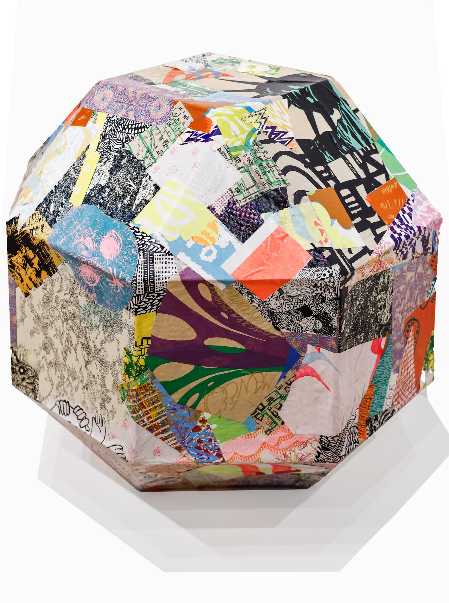 "Rhombicuboctagedron" collaborative collage, three-dimensional sculpture