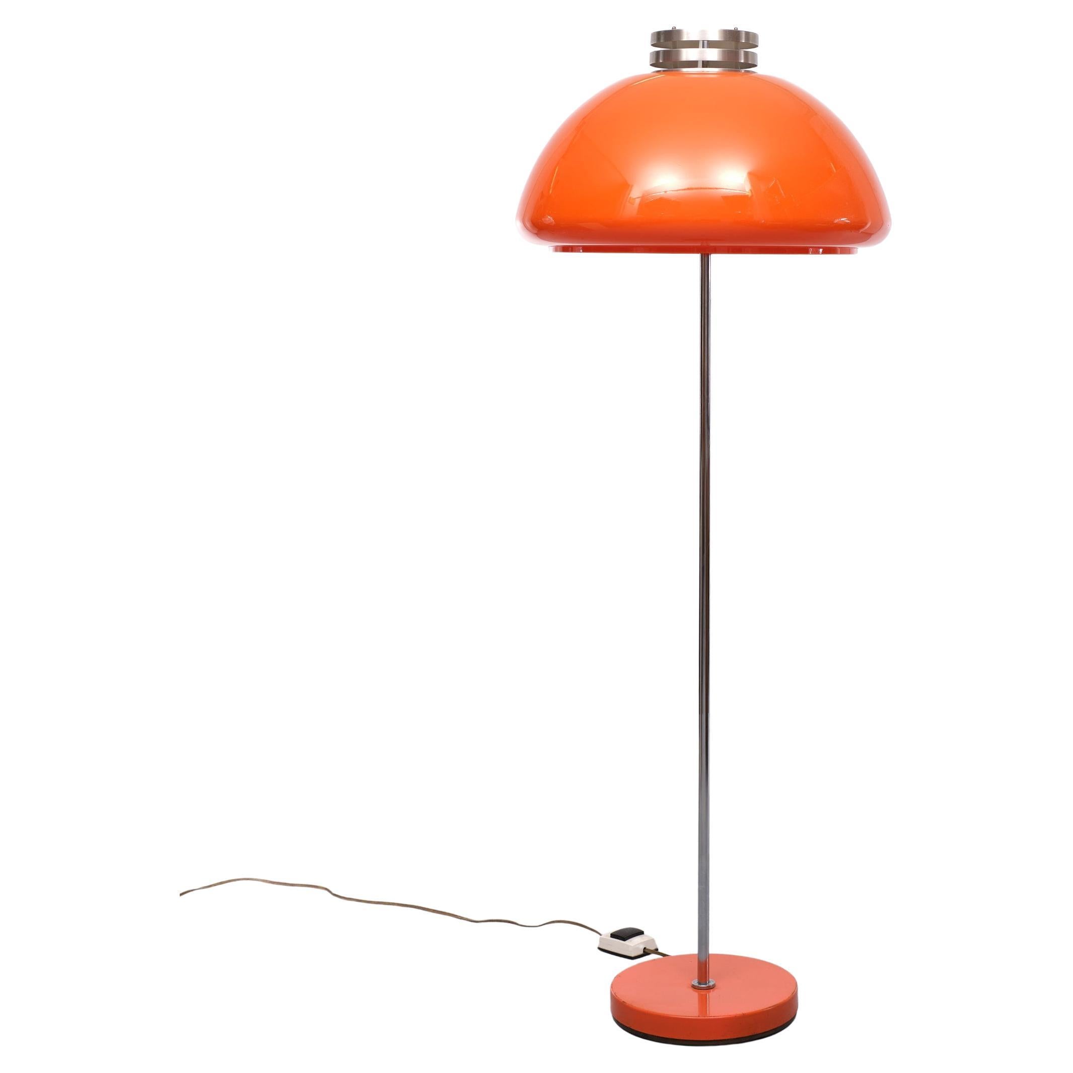 Space Ace Orange Shade Floor Lamp, 1970s, Italy