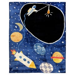 Space Ace Rug by Daria Solak, Hand Knotted, 100% New Zealand Wool Size 100x125cm