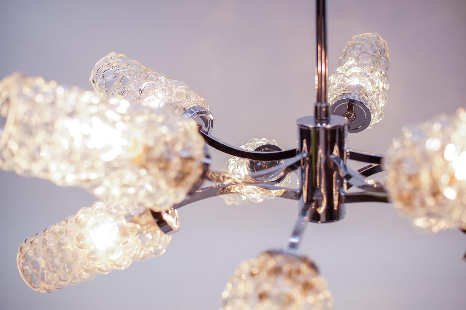 Lampada Sputnik a 10 luci in cromo e vetro a bolle, anni '70, Germania in vendita 3