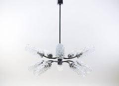 Space Age 10-Light Chrome and Bubble Glass Sputnik Lamp, 1970s, Germany