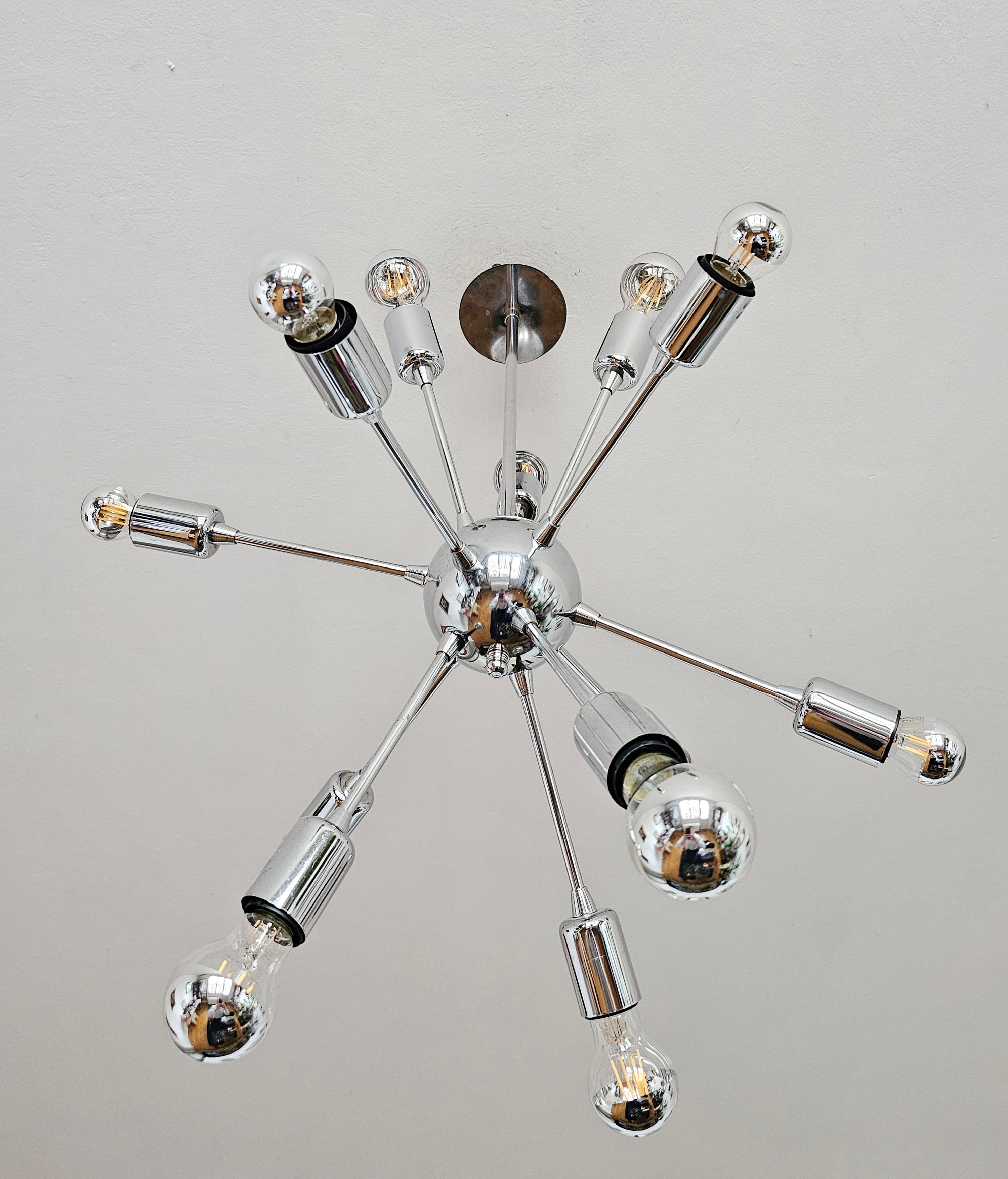 Space Age 12-Arm Sputnik Chandelier done in chrome, Austria 1980s For Sale 2