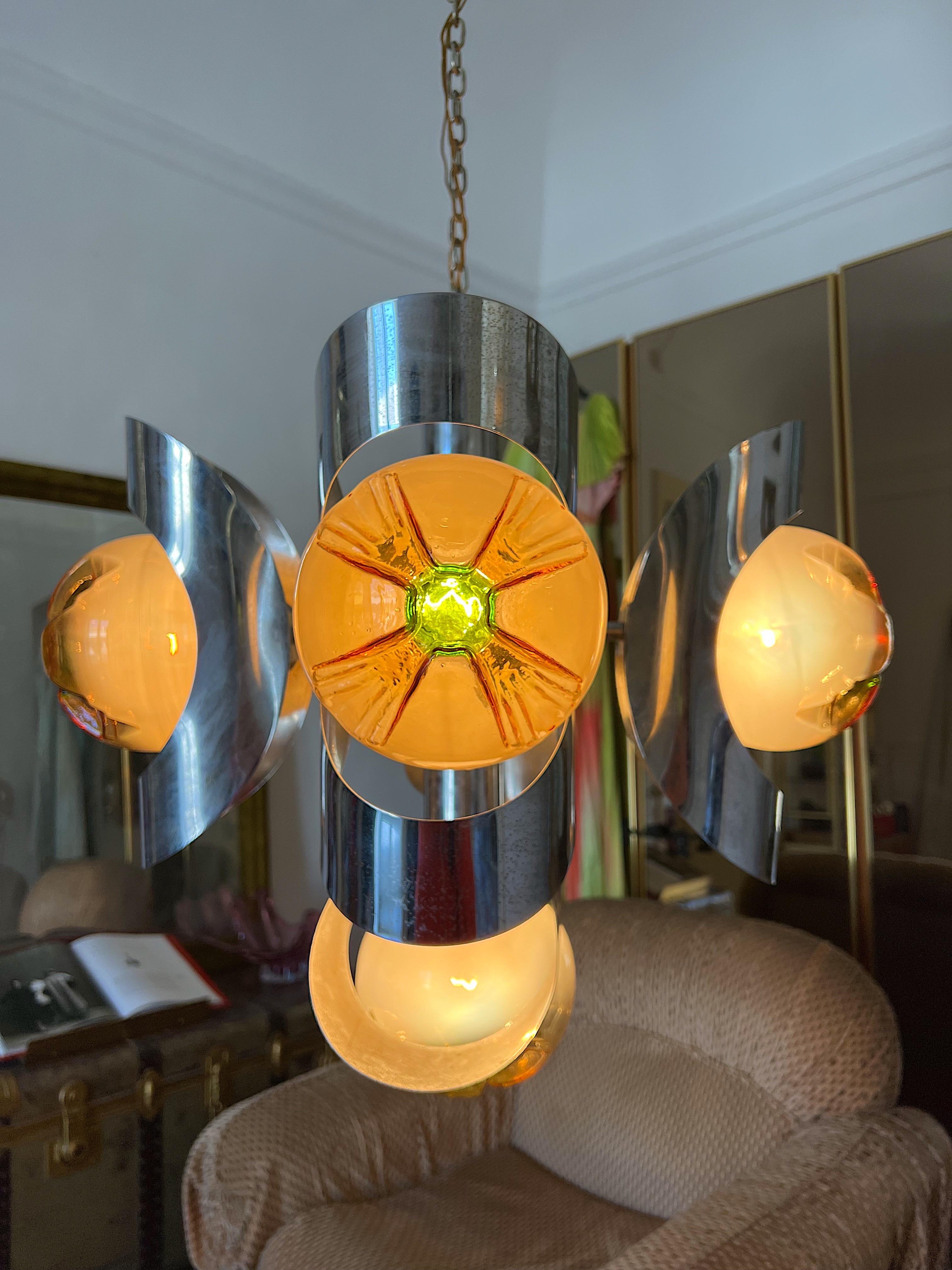 Space Age 1970s Chandelier by Mazzega in Murano Glass In Good Condition For Sale In Palermo, PA