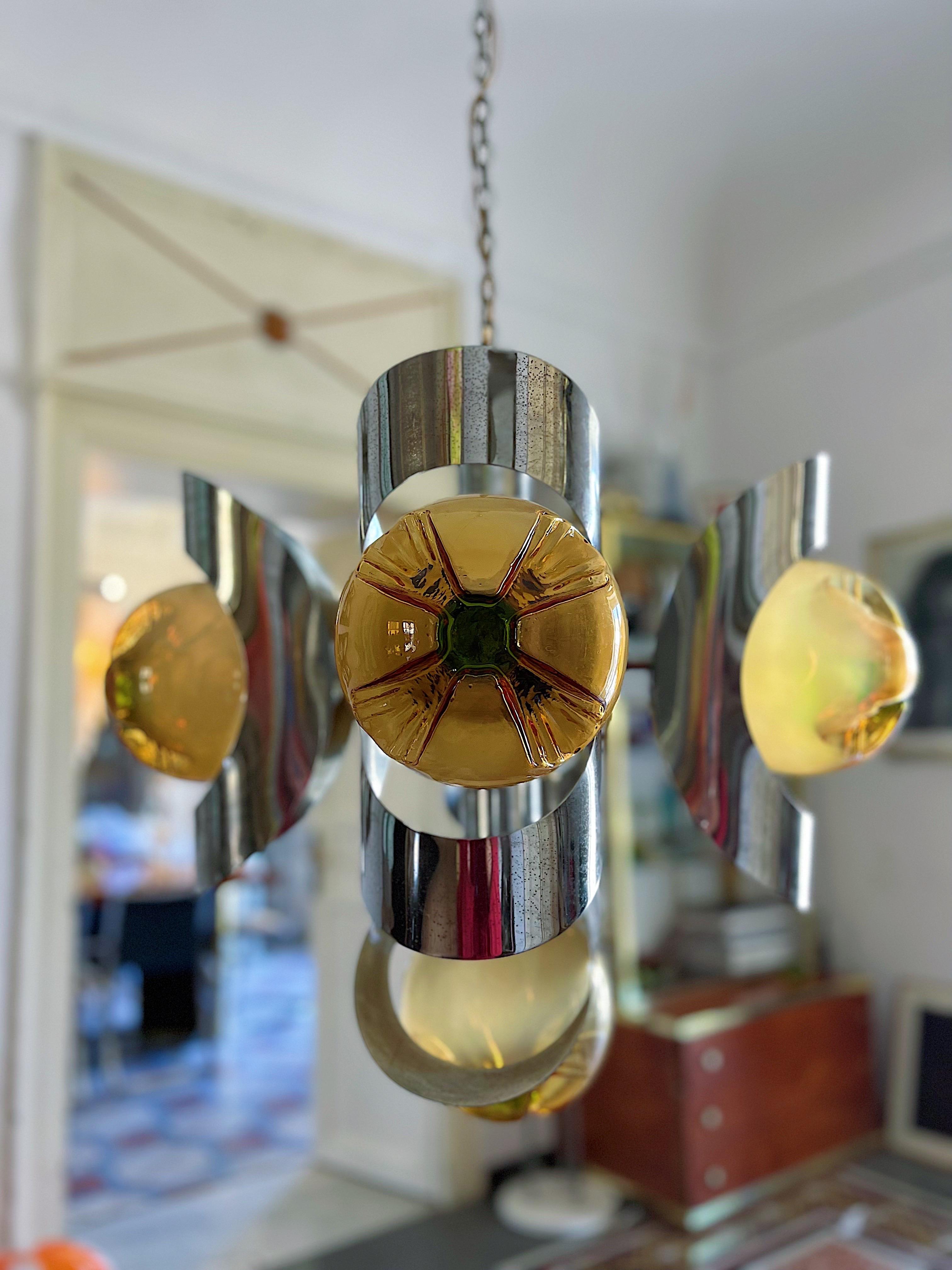 20th Century Space Age 1970s Chandelier by Mazzega in Murano Glass For Sale