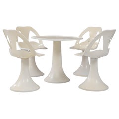 Tables et chaises françaises de l'ère spatiale, années 1970, lot de 5