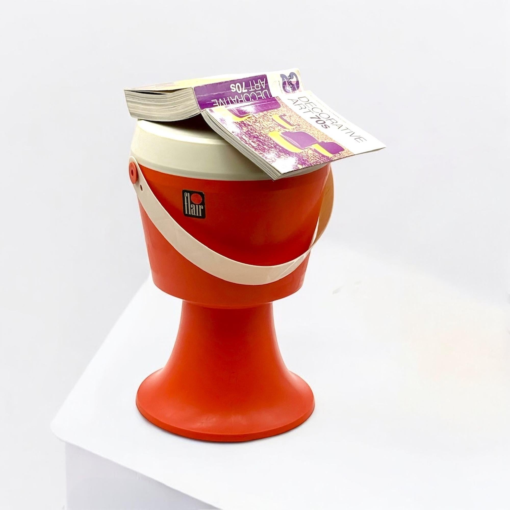 Space Age 1970s Stool with Storage Box in Vibrant Orange by Flair 4