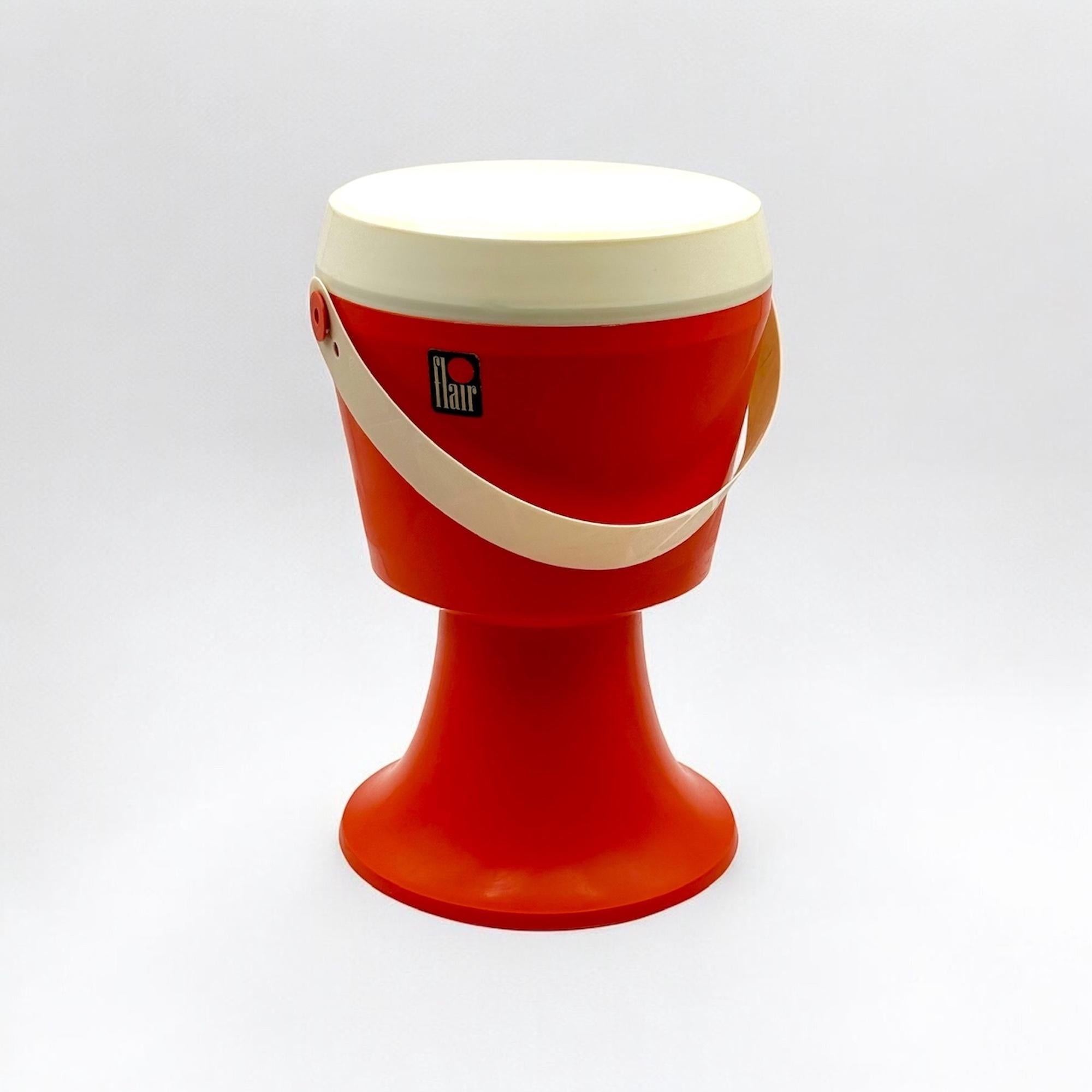 Late 20th Century Space Age 1970s Stool with Storage Box in Vibrant Orange by Flair