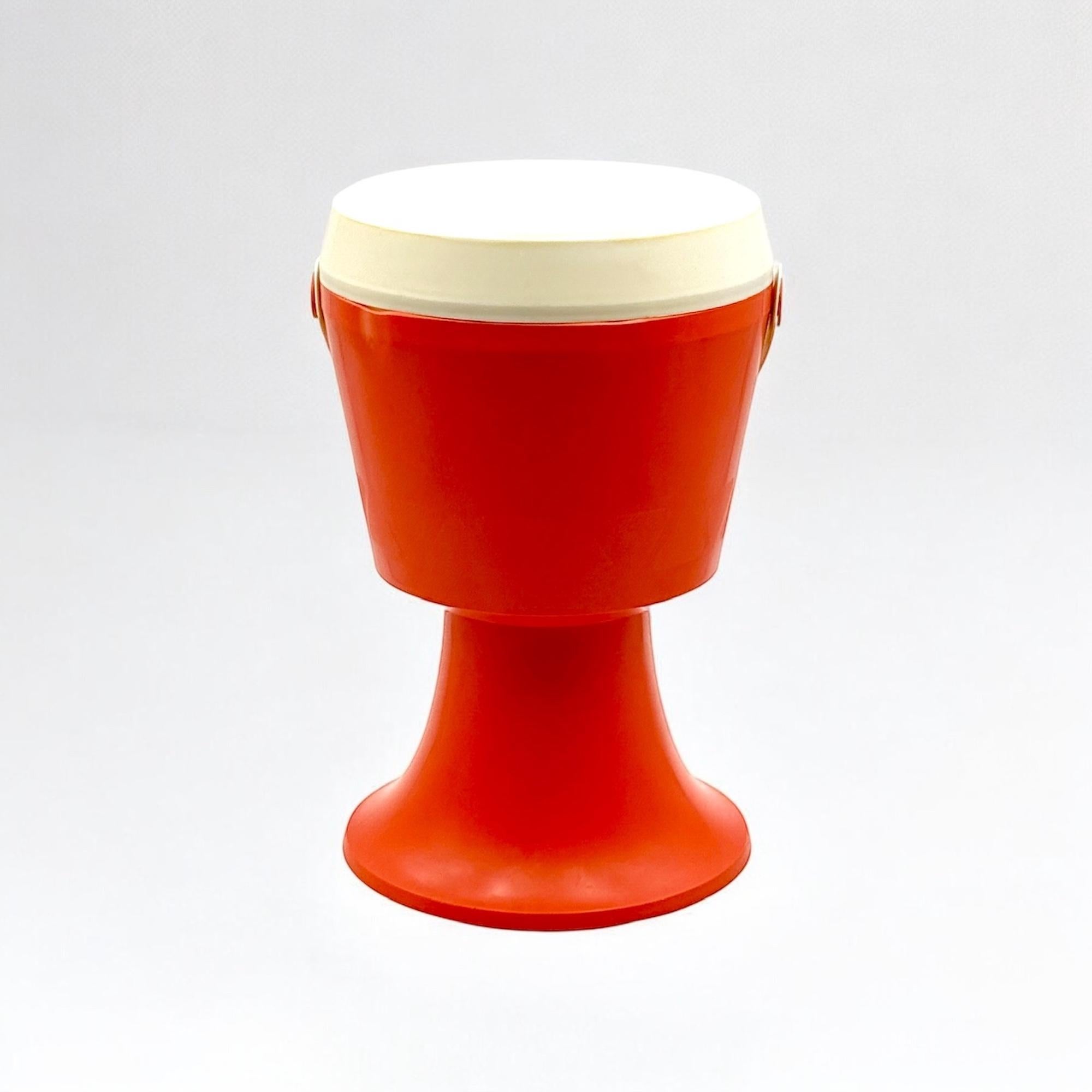 Space Age 1970s Stool with Storage Box in Vibrant Orange by Flair 1