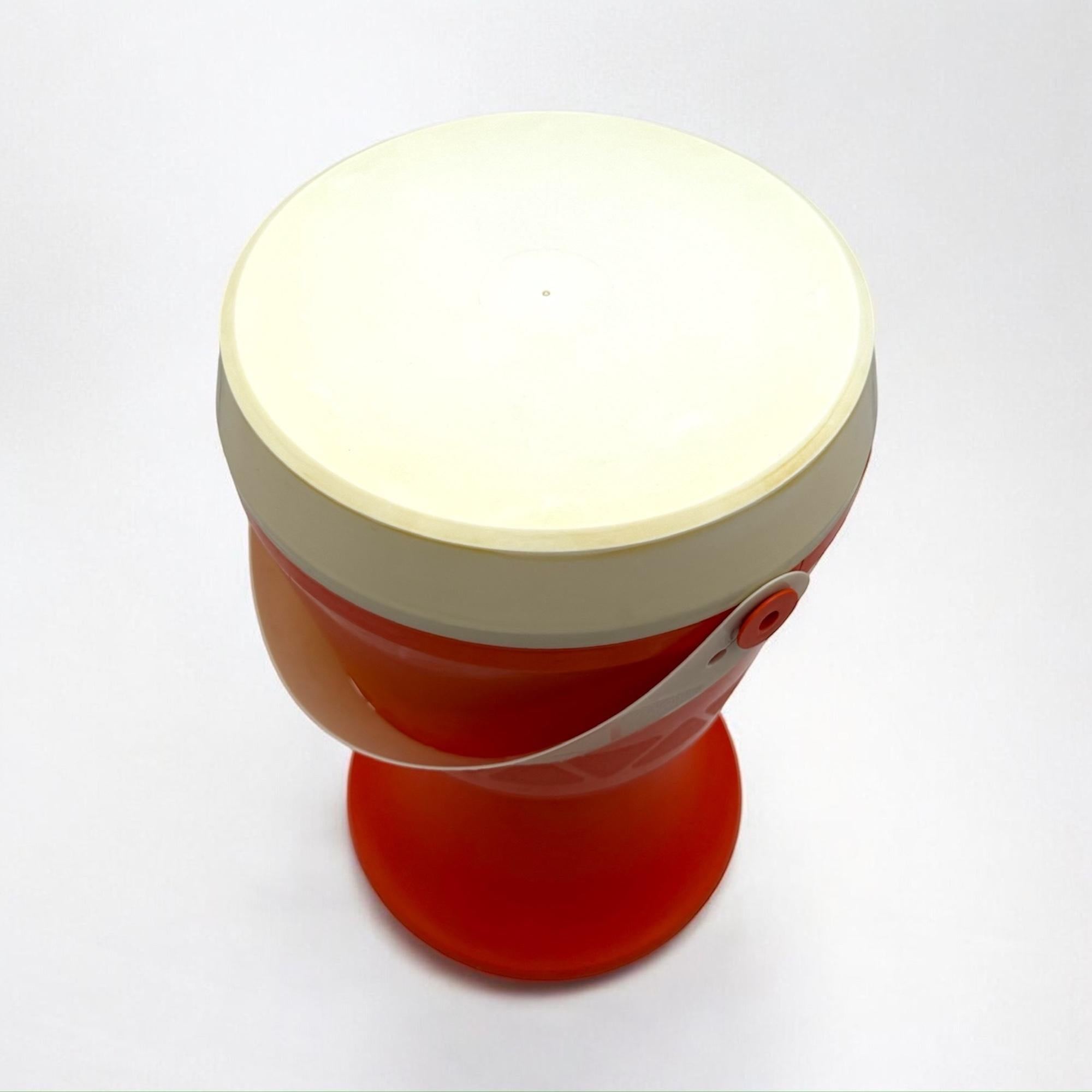 Space Age 1970s Stool with Storage Box in Vibrant Orange by Flair 3