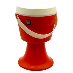 Space Age 1970s Stool with Storage Box in Vibrant Orange by Flair