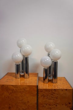 Space Age 1970s Three Globe Chrome Table Lamp
