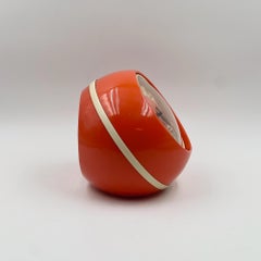 Space Age 70s Design Clock by Comsest - Rare Orange Tabletop Decor Made in Italy