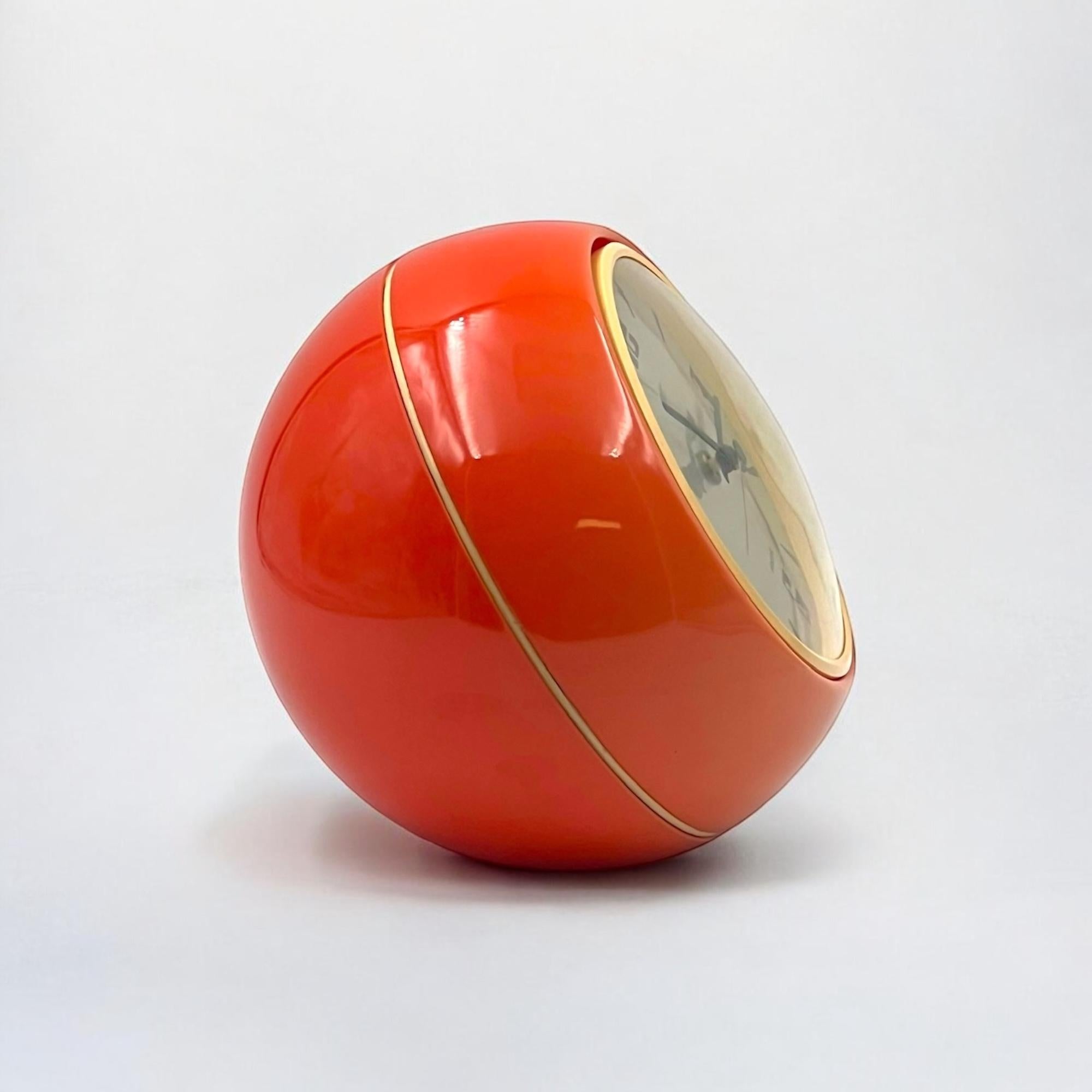 Space Age 70s Design Clock Wetter - Rare Orange Tabletop Decor Made in Germany 1