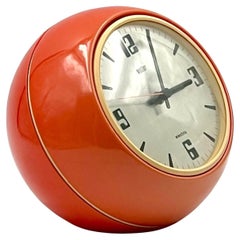 Space Age 70s Design Clock Wetter - Rare Orange Tabletop Decor Made in Germany