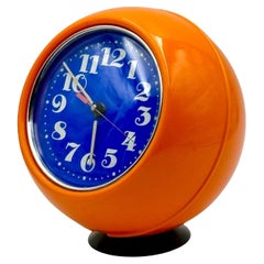Space Age 70s Design Clock with Orange Globe Design - Vintage Tabletop Decor